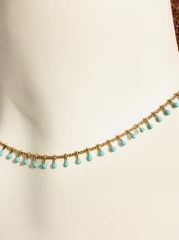 image-Gold Choker Necklace with tiny Drops in 3 Colors, multi drop necklace,
