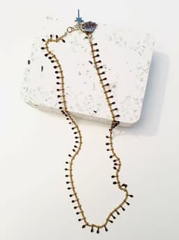 image-Gold Choker Necklace with tiny Drops in 3 Colors, multi drop necklace,
