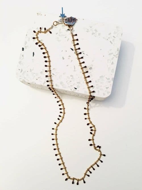 image-Gold Choker Necklace with tiny Drops in 3 Colors, multi drop necklace,
