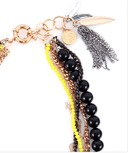 image-Black onyx choker with crystals and charms. Choker necklace.