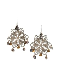 image-Chandelier Earrings with sparkling beads and charms. Oversized