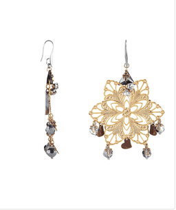 image-Chandelier Earrings with sparkling beads and charms. Oversized