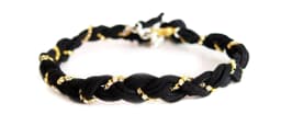 image-Black Braided Suede Crystal Choker. Braided Vegan Suede with 18K Gold
