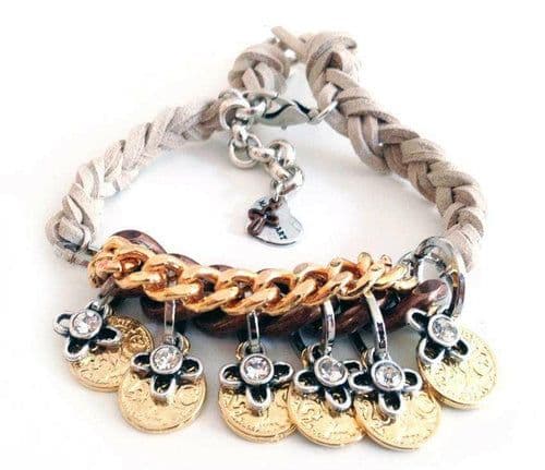 image-Friendship wraparound bracelets with Swarovski crystals and burnished