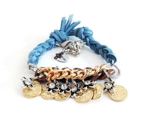 image-Friendship wraparound bracelets with Swarovski crystals and burnished