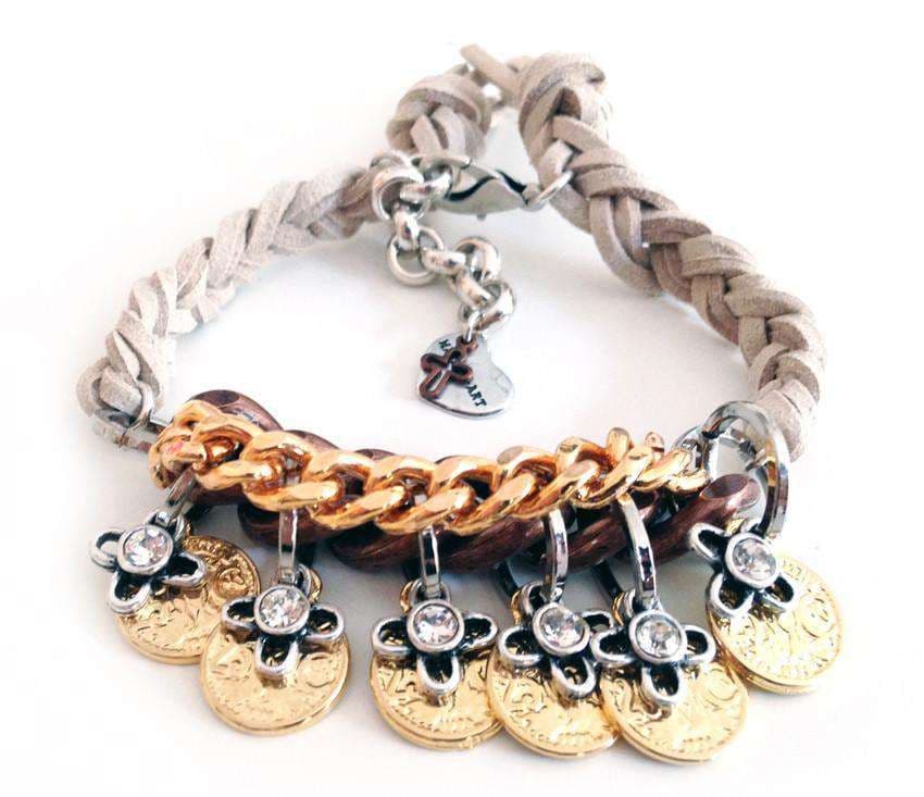 image-Friendship wraparound bracelets with Swarovski crystals and burnished