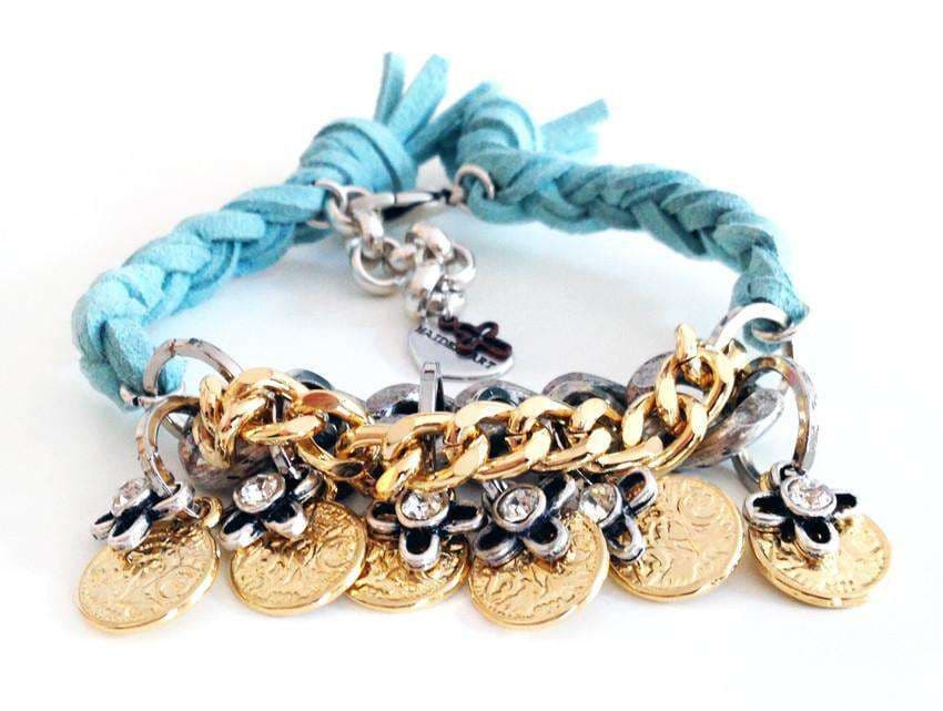 image-Friendship wraparound bracelets with Swarovski crystals and burnished