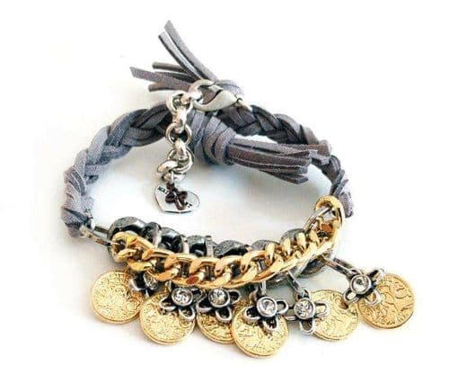 image-Friendship wraparound bracelets with Swarovski crystals and burnished