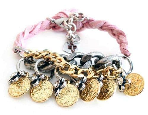 image-Friendship wraparound bracelets with Swarovski crystals and burnished