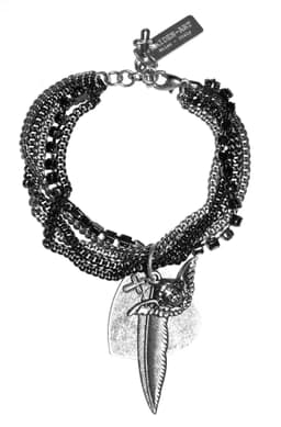 image-Swarovski Crystals, Feather, Heart and Angel Charms Bracelet in Rose