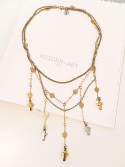 image-Cross Necklace in Gold Plated Brass. Lucky Charm Necklace, Charm