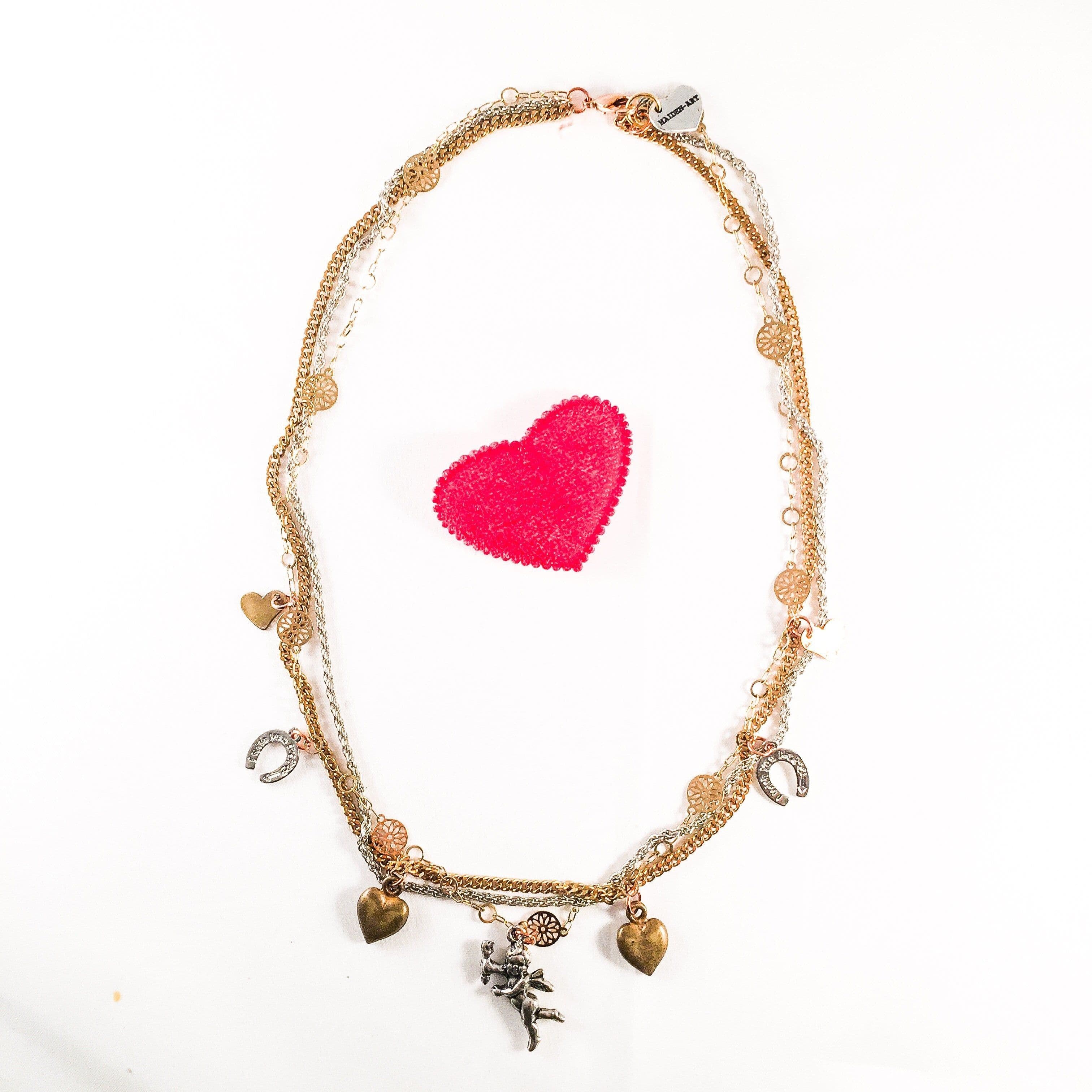image-Heart and Cherub MultiCharms Necklace