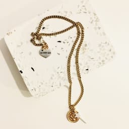 image-Gold Evil Eye Coin Necklace and Magic Wand Charm