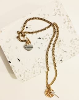 image-Gold Evil Eye Coin Necklace and Magic Wand Charm