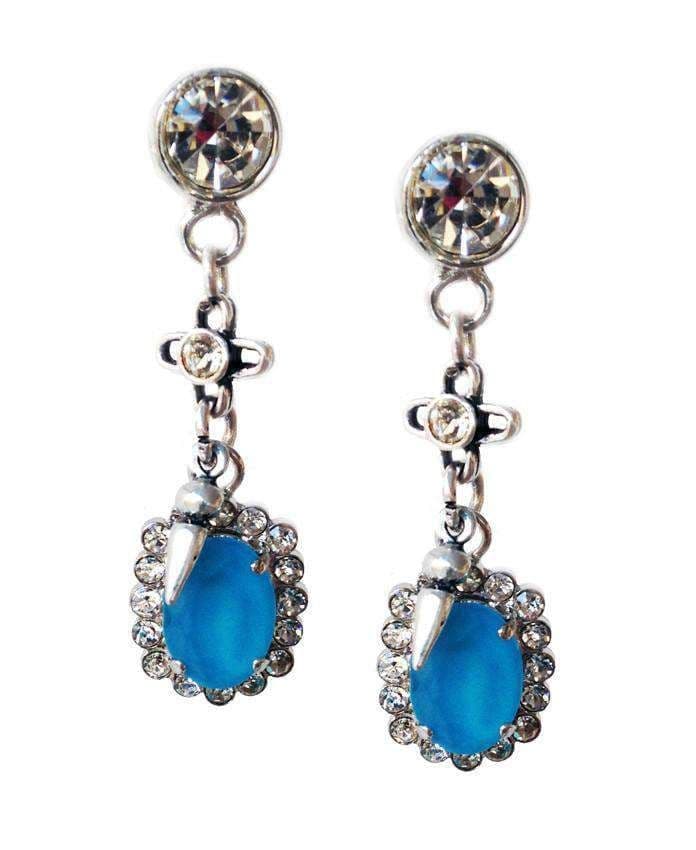 image-Cobalt blue Swarovski Crystal dangle and drop earrings with