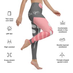 image-"Be You" Leggings - FLOWER BLACK.
