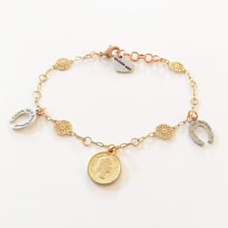 image-Coin and Horseshoes Sparkle Bracelet in 18kt Gold Plated.