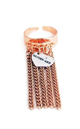 image-Statement ring in rose gold with fringes