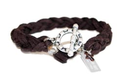 image-Mens braided brown deerskin wrap bracelet