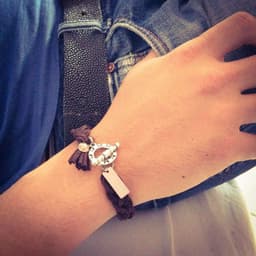 image-Mens braided brown deerskin wrap bracelet