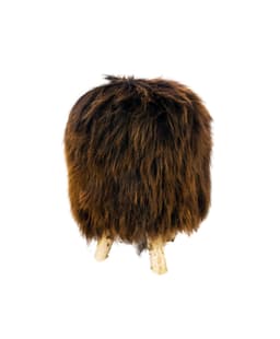 image-Birch wood & Brown Sheepskin Ottoman