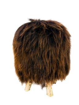 image-Birch wood & Brown Sheepskin Ottoman