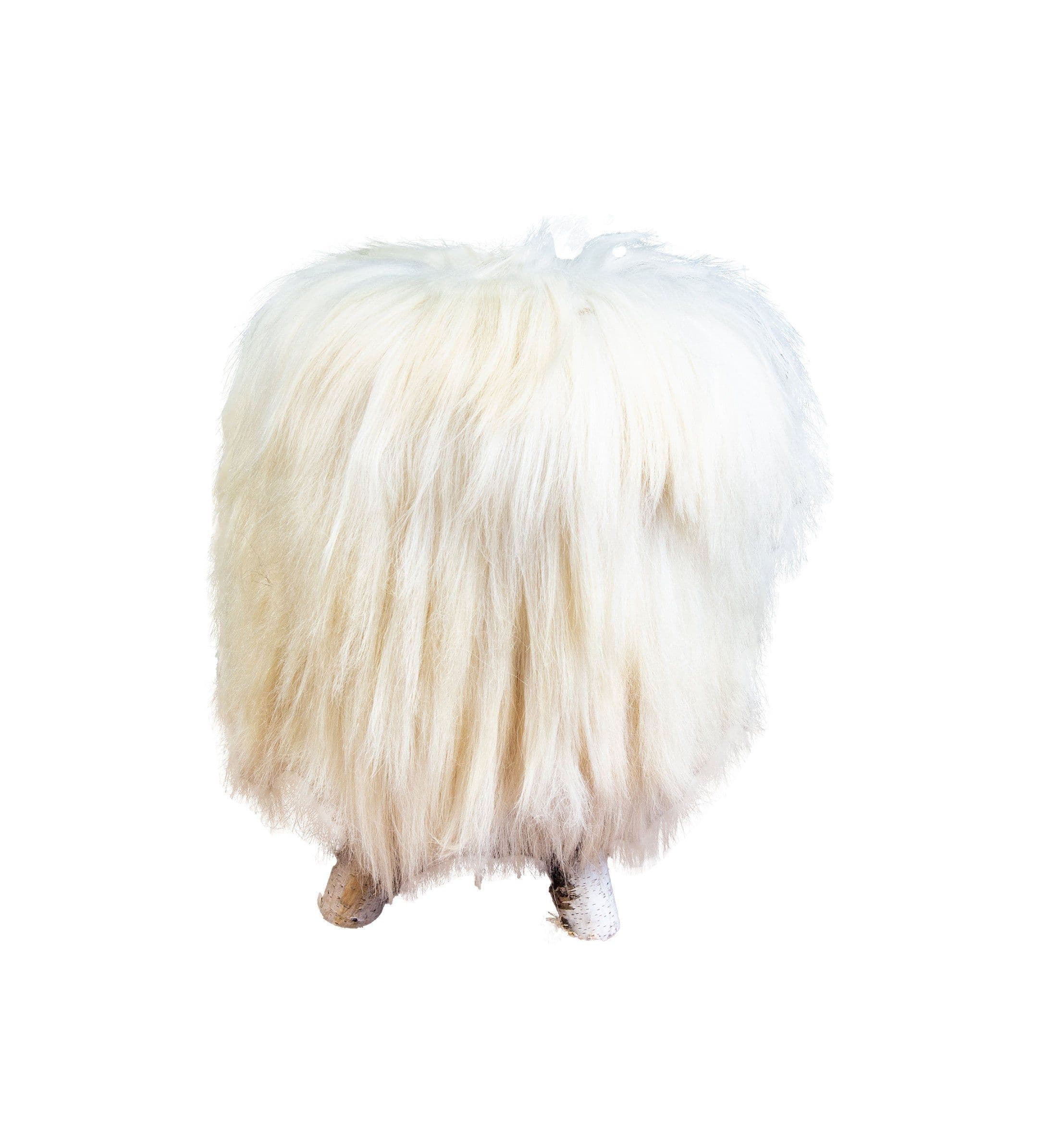 image-Birch Wood and Cream sheepskin ottoman