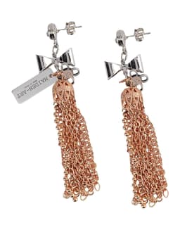 image-Tassel Earrings in Silver, Rose Gold and Crystals