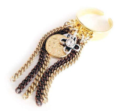 image-Statement rings with fringes and charms. Boho rings, trendy rings,