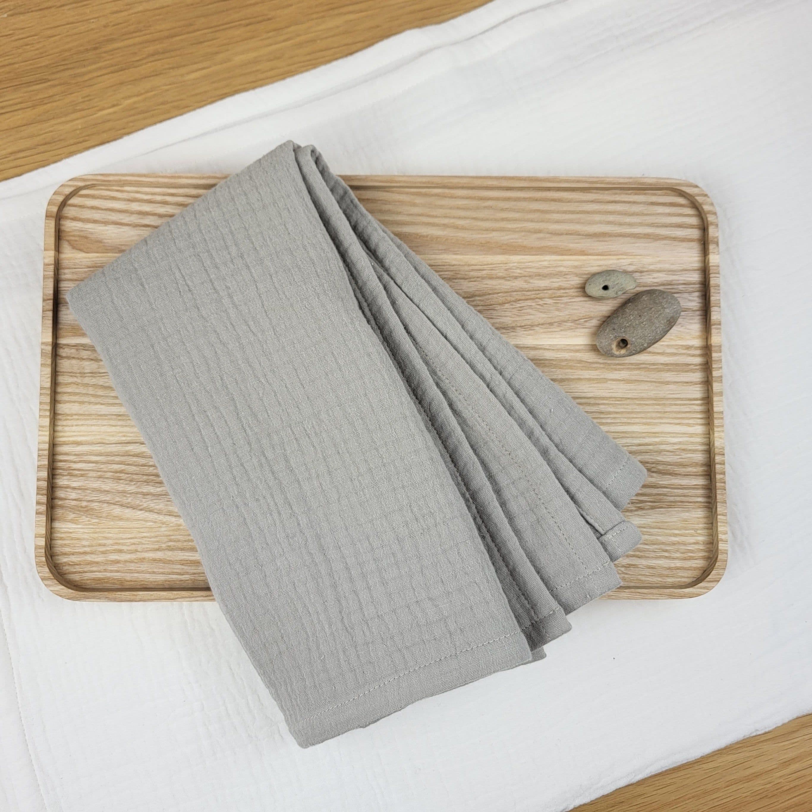 image-Cotton tea towel for a kitchen I White, pink, beige or grey colors
