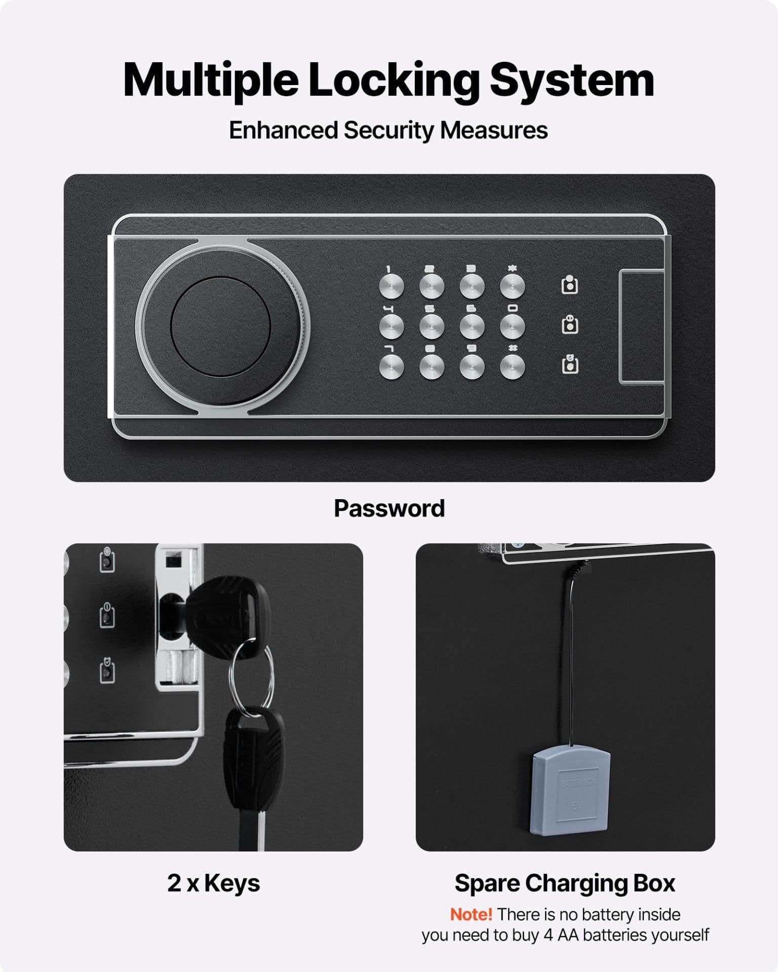 image-VEVOR 6-8 Gun Safe, Long Gun Cabinet for Rifles and Pistols, Quick Access Rifle Safe with 3 Ammo Slots and 2 Adjustable Racks, Large Digital Cabinet with Key and Password Lock