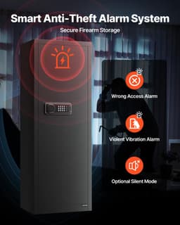 image-VEVOR 6-8 Gun Safe, Long Gun Cabinet for Rifles and Pistols, Quick Access Rifle Safe with 3 Ammo Slots and 2 Adjustable Racks, Large Digital Cabinet with Key and Password Lock