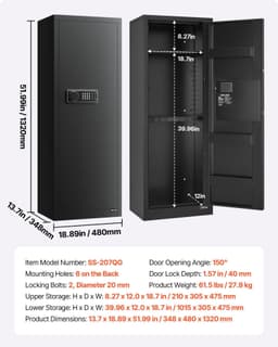image-VEVOR 6-8 Gun Safe, Long Gun Cabinet for Rifles and Pistols, Quick Access Rifle Safe with 3 Ammo Slots and 2 Adjustable Racks, Large Digital Cabinet with Key and Password Lock