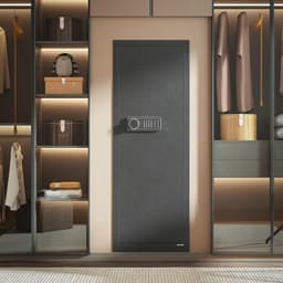 image-VEVOR 6-8 Gun Safe, Long Gun Cabinet for Rifles and Pistols, Quick Access Rifle Safe with 3 Ammo Slots and 2 Adjustable Racks, Large Digital Cabinet with Key and Password Lock