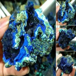 image-Natural Azurite Malachite Geode Crystal Mineral Specimen Reiki Healing Stone Collectible