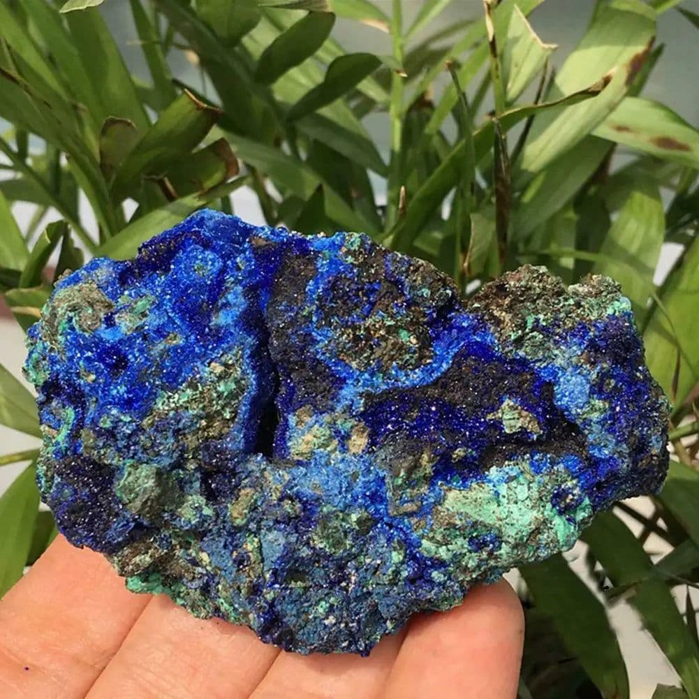 image-Natural Azurite Malachite Geode Crystal Mineral Specimen Reiki Healing Stone Collectible