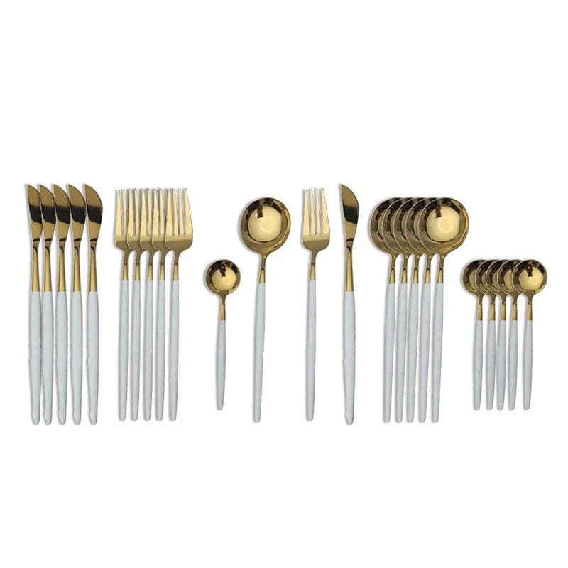 image-24Pcs 18/10 Stainless Steel Dinnerware Set Black Gold Cutlery Spoon Fork Knife Western Cutleri Silverware tableware Set Supplies