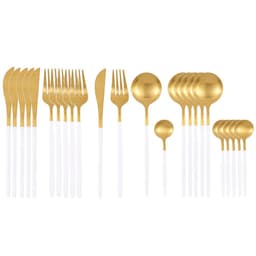 image-24Pcs 18/10 Stainless Steel Dinnerware Set Black Gold Cutlery Spoon Fork Knife Western Cutleri Silverware tableware Set Supplies
