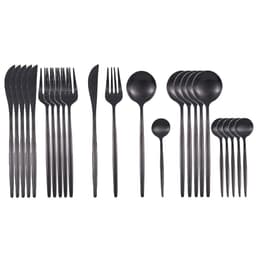 image-24Pcs 18/10 Stainless Steel Dinnerware Set Black Gold Cutlery Spoon Fork Knife Western Cutleri Silverware tableware Set Supplies