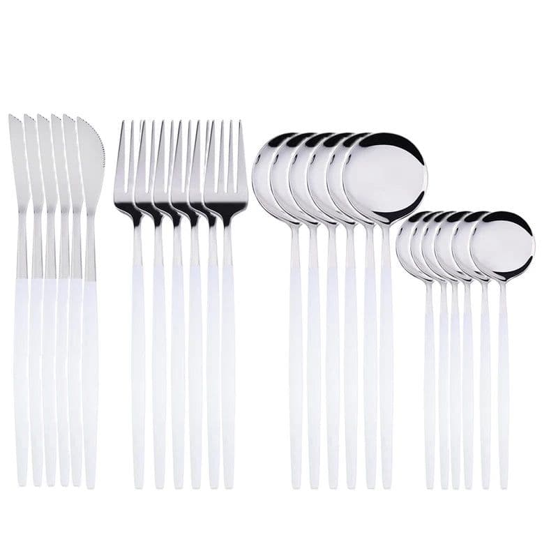 image-24Pcs 18/10 Stainless Steel Dinnerware Set Black Gold Cutlery Spoon Fork Knife Western Cutleri Silverware tableware Set Supplies