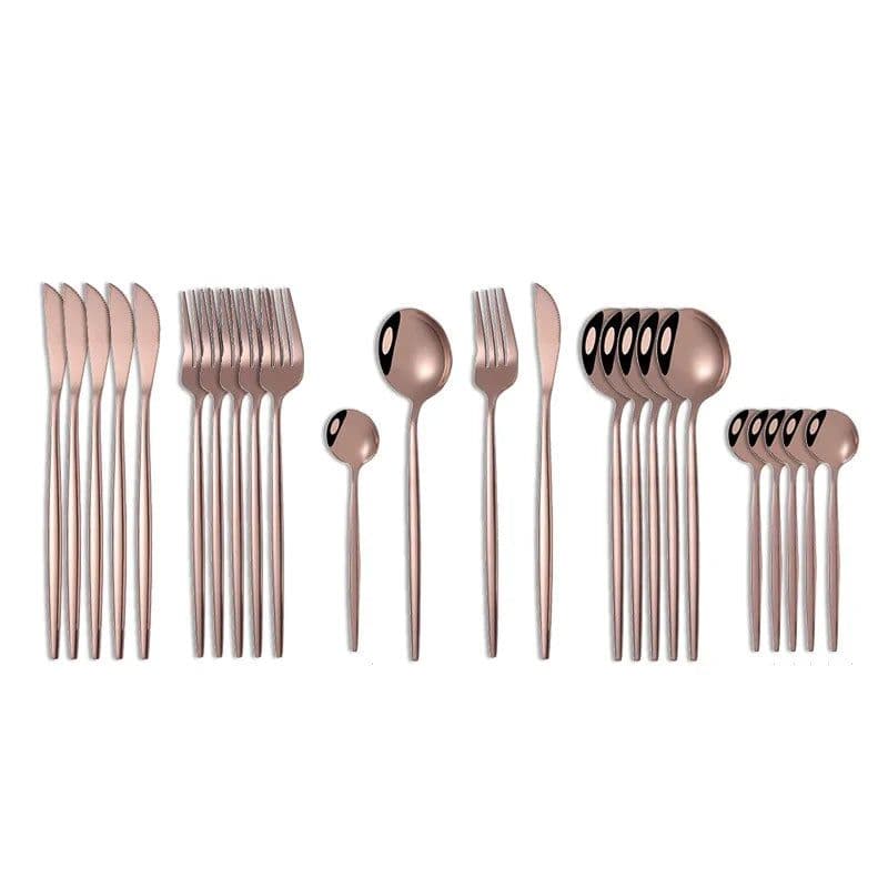 image-24Pcs 18/10 Stainless Steel Dinnerware Set Black Gold Cutlery Spoon Fork Knife Western Cutleri Silverware tableware Set Supplies