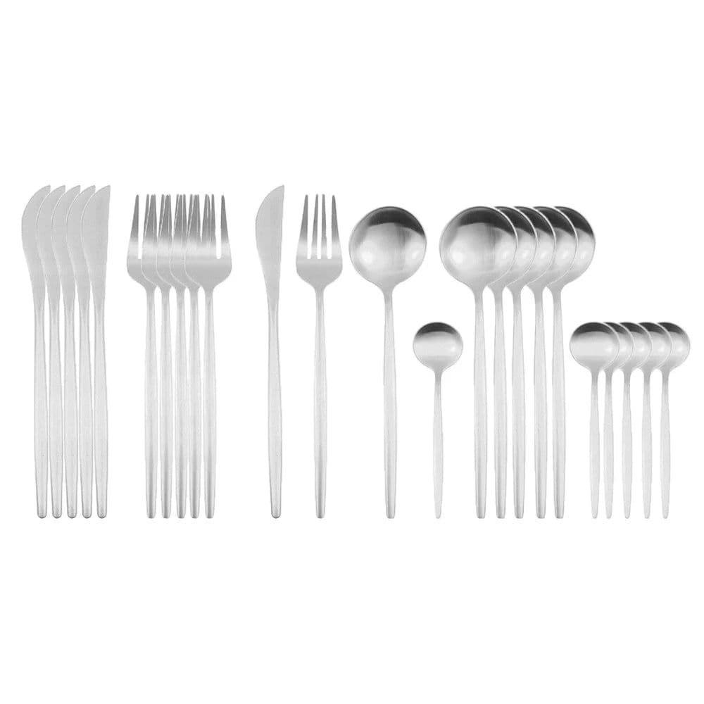 image-24Pcs 18/10 Stainless Steel Dinnerware Set Black Gold Cutlery Spoon Fork Knife Western Cutleri Silverware tableware Set Supplies