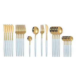 image-24Pcs 18/10 Stainless Steel Dinnerware Set Black Gold Cutlery Spoon Fork Knife Western Cutleri Silverware tableware Set Supplies