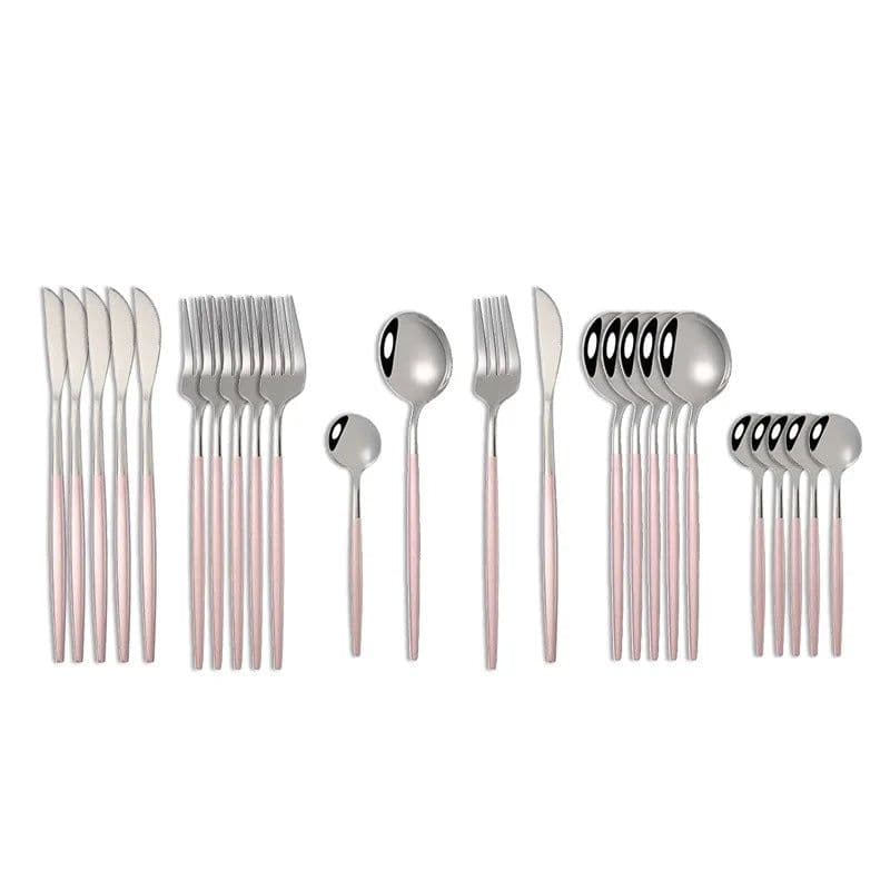 image-24Pcs 18/10 Stainless Steel Dinnerware Set Black Gold Cutlery Spoon Fork Knife Western Cutleri Silverware tableware Set Supplies