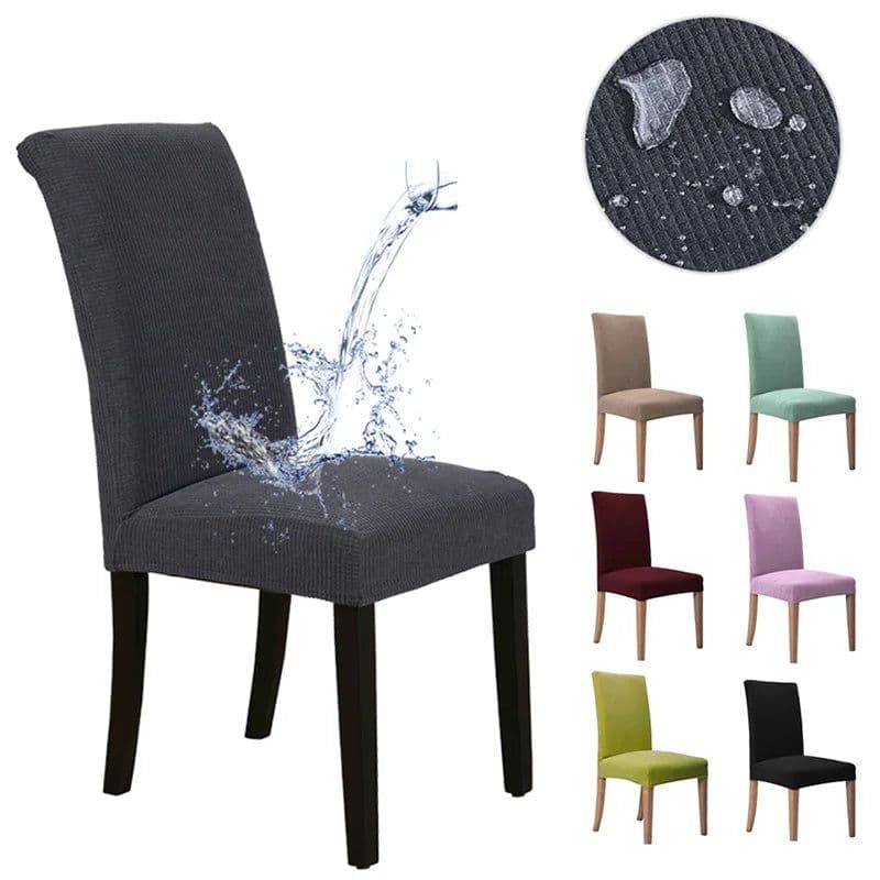 image-NEW Waterproof Elastic Jacquard Chair Cover for Dining Room Chair Covers for Chairs Kitchen Wedding Hotel Banquet Protector Seat