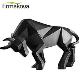 image-ERMAKOVA Resin Bull Statue Bison Sculpture Decoration Abstract Animal Figurine Room Desk Home Decoration Gift
