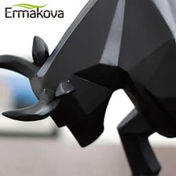 image-ERMAKOVA Resin Bull Statue Bison Sculpture Decoration Abstract Animal Figurine Room Desk Home Decoration Gift