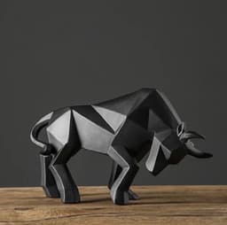 image-ERMAKOVA Resin Bull Statue Bison Sculpture Decoration Abstract Animal Figurine Room Desk Home Decoration Gift