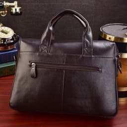 image-Business Laptop Bag Men Genuine Leather Handbags Male Leather Travel Briefcases Men High Quality Cowhide Leather Messenger Bags