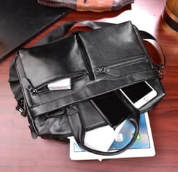 image-Business Laptop Bag Men Genuine Leather Handbags Male Leather Travel Briefcases Men High Quality Cowhide Leather Messenger Bags